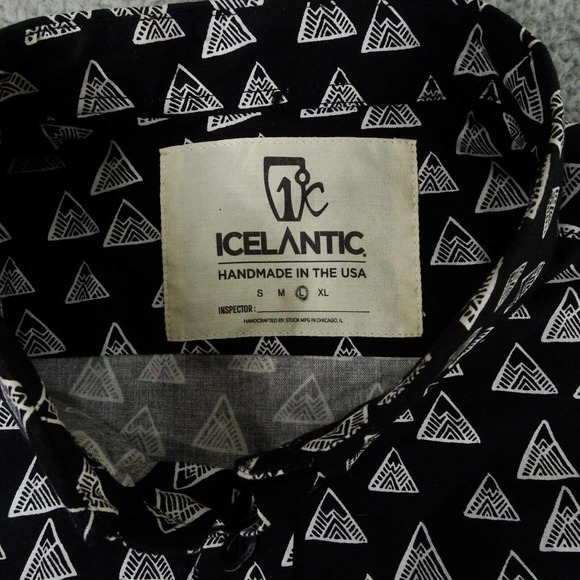 Icelantic Skis Shirt Men's Large Black and White Button-Up Hand Made in the USA - Picture 3 of 10